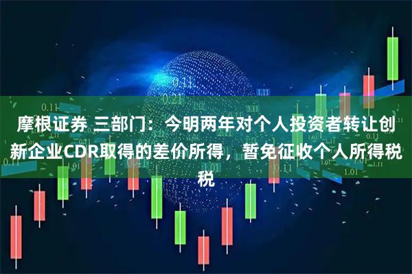 摩根证券 三部门:今明两年对个人投资者转让创新企业CDR取得的差价所得,暂免征收个人所得税